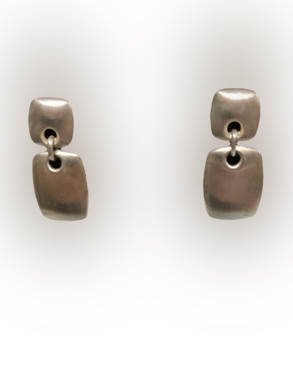 Anne Klein Vintage Matte Silver-Tone Linked Drop Earrings NWOT